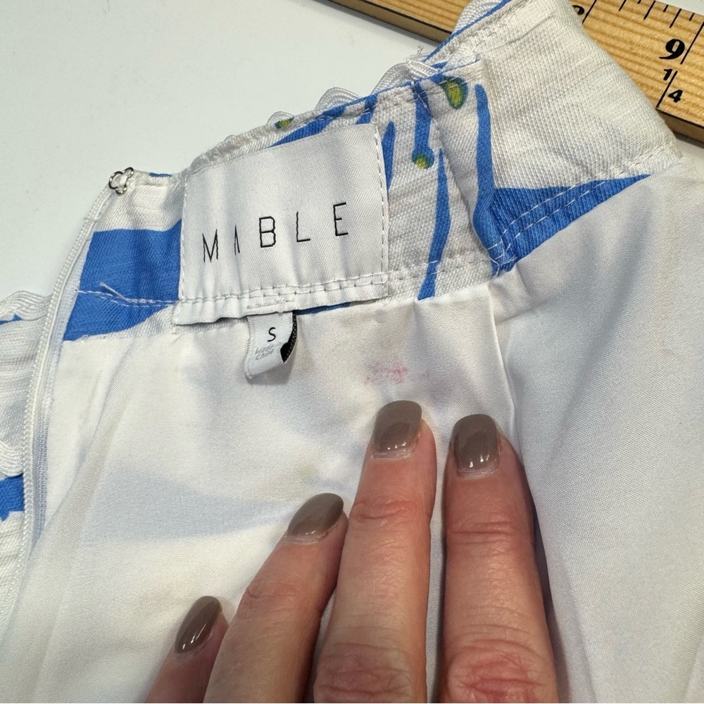 Mable Blue White Floral Wide Leg Crop Pants Beach Vacation Small FLAWED - Picture 14 of 16